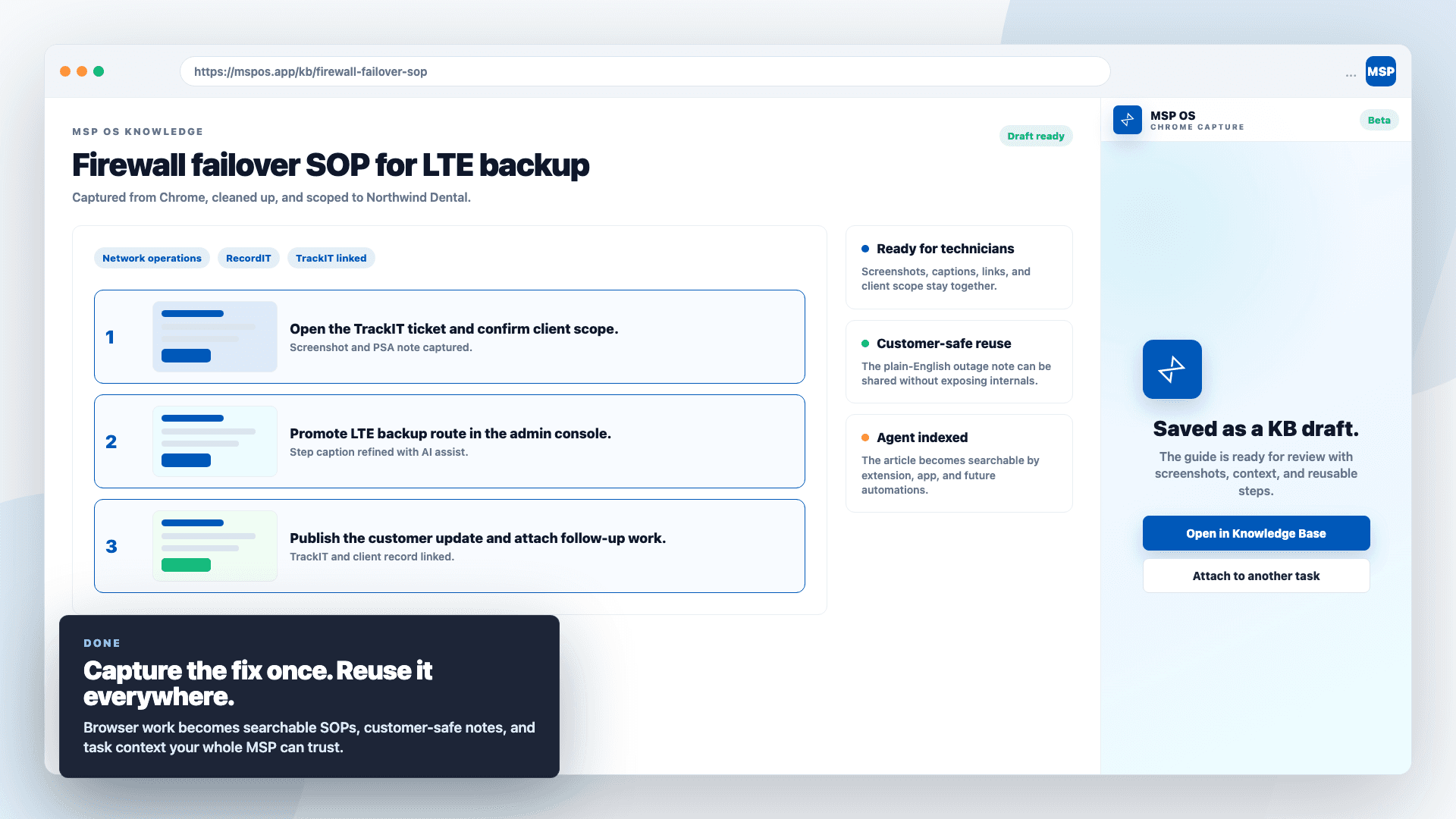 MSP OS browser capture turning a technical workflow into reusable knowledge